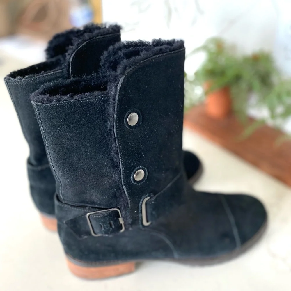 Matt Bernson Suede Tundra Booties Button Up Fold Down Sz 10